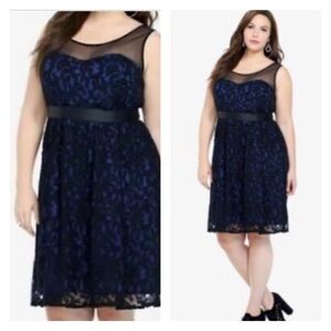 TORRID Navy Blue Black Lace Overlay Floral Sleeveless Mini Cocktail Dress Sz. 26
